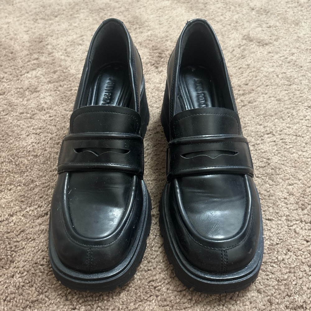 Jenn Ardor Black Leather Penny Loafers